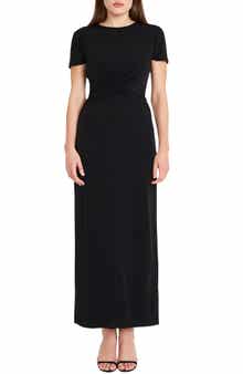 Twist Front Short Sleeve Maxi Dress