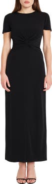 DONNA MORGAN FOR MAGGY Twist Front Short Sleeve Maxi Dress