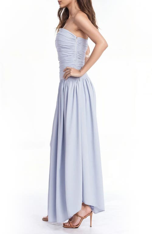 Jewel Badgley Mischka Strapless Drop Waist Maxi Dress