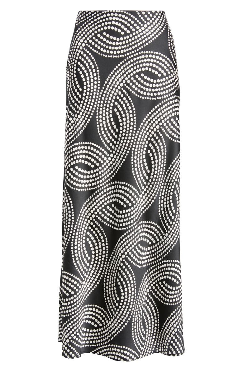 Anne Klein Bias Cut Pull-On Midi Skirt, Alternate, color, Anne Black/ White Dove