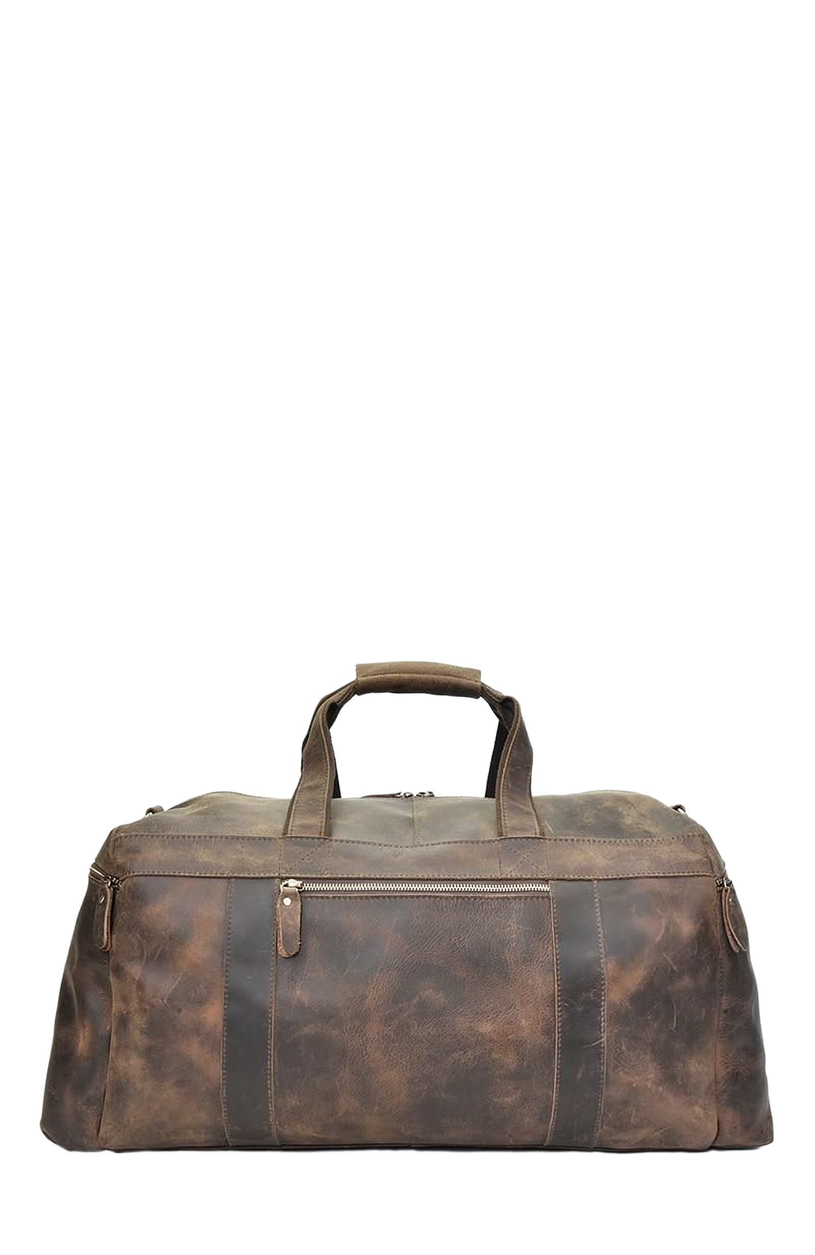STEEL HORSE LEATHER The Colden Duffle Bag | Large Capacity Leather Weekender, Alternate, color, Dark Brown