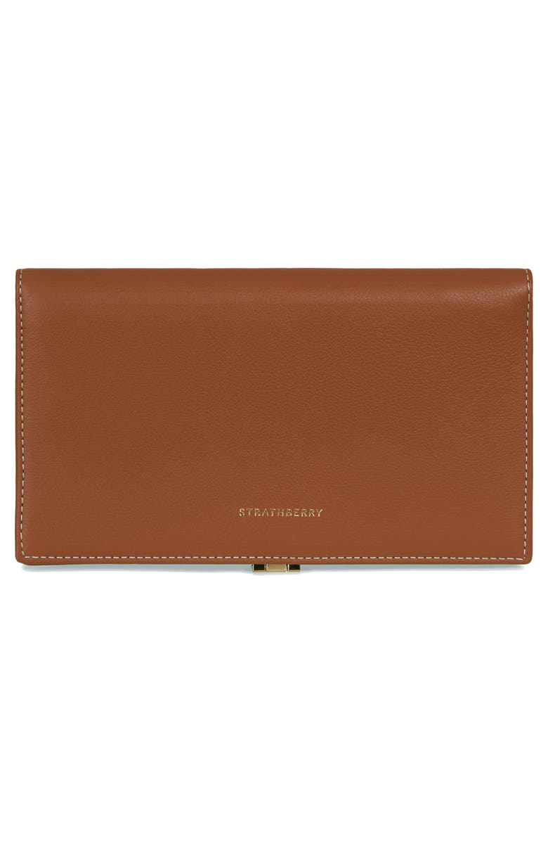 Strathberry Large Melville Street Leather Wallet, Alternate, color, Chestnut - Vanilla Stitch