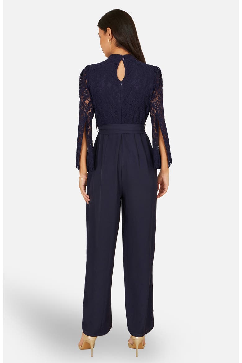 Lace Applique Jumpsuit, Alternate, color, Navy