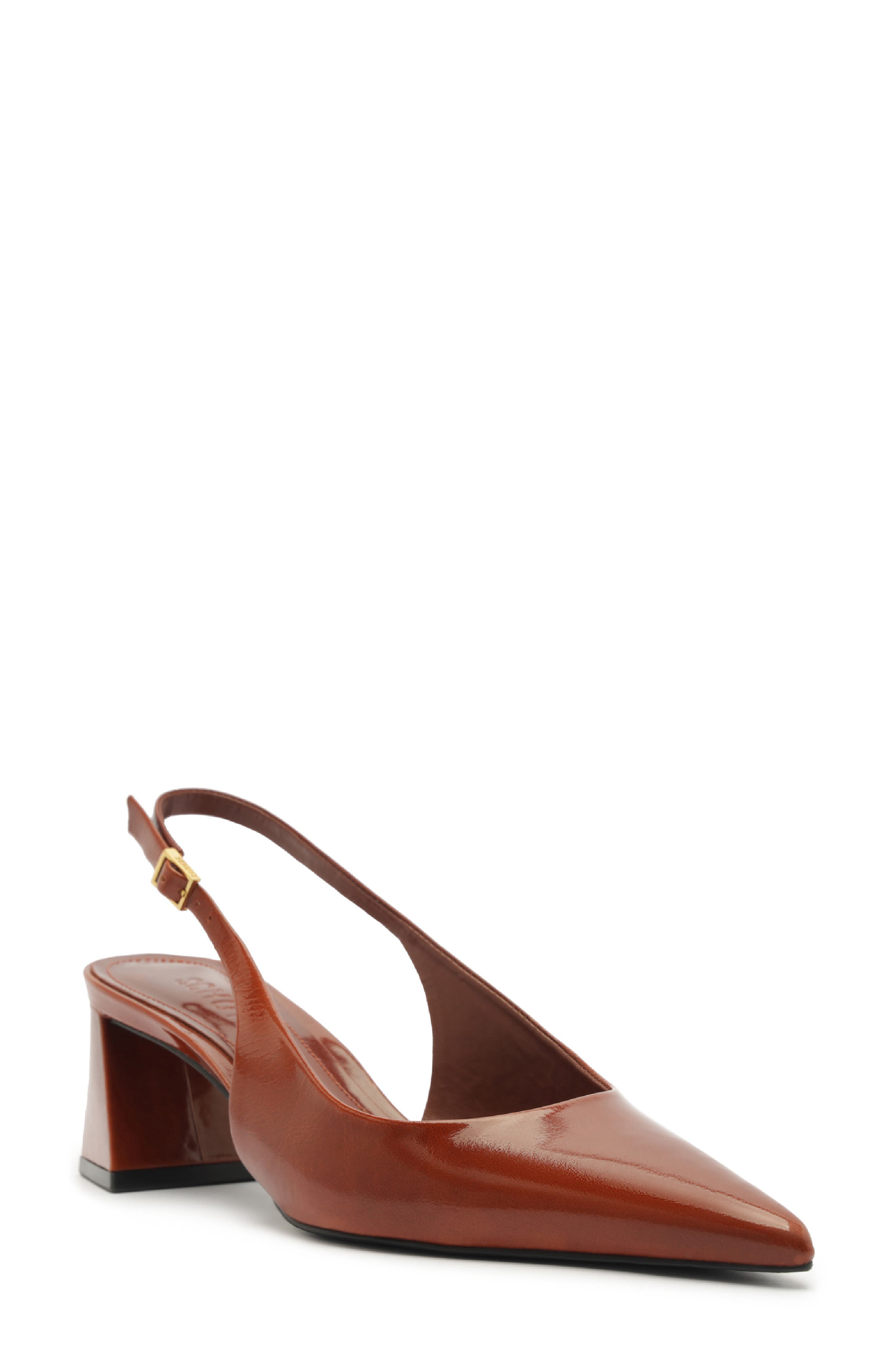 Schutz Rhonda Mid Slingback Pointed Toe Pump, Main, color, Caramel Top