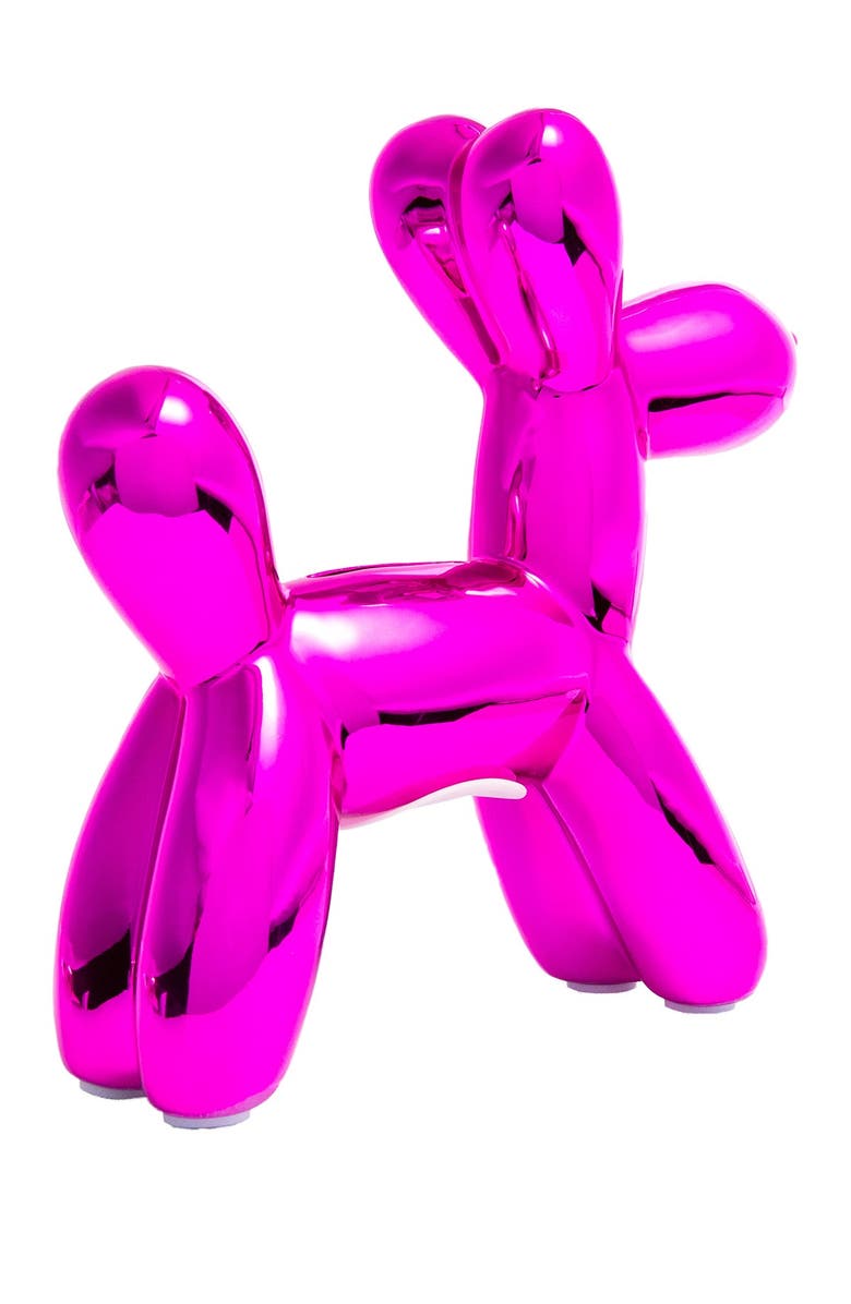 INTERIOR ILLUSIONS Plus Hot Pink Mini Balloon Dog Bank - 7.5" Tall, Alternate, color, 
