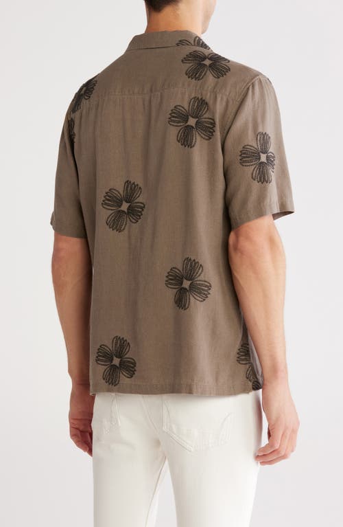 TRUTH TRUTH FLORAL EMBROIDERED SHORT SLEEVE BUTTON-UP SHIRT 