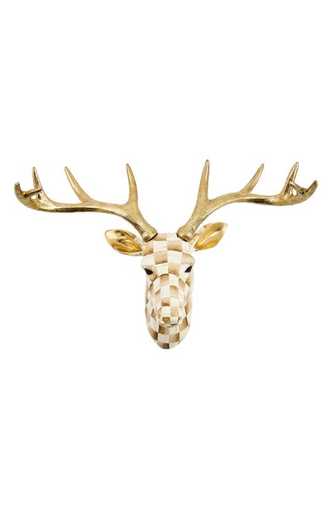 Mocha Check Small Deer Wall Decor
