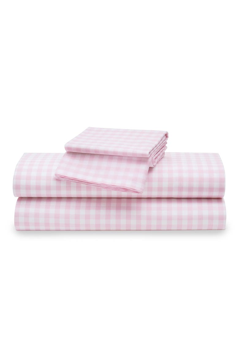 Signature Collection Gingham Sheet Set, Main, color, PINK