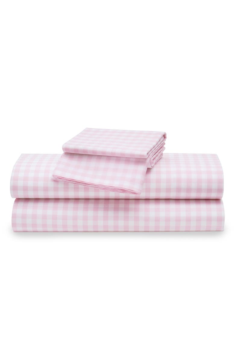 Petite Plume Signature Collection Gingham Sheet Set, Main, color, Pink