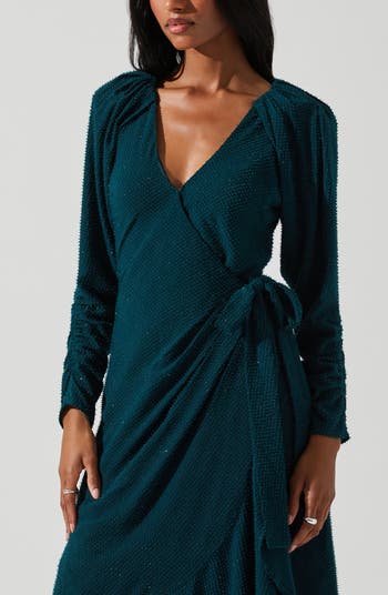 Zenaida Long Sleeve Faux Wrap Dress