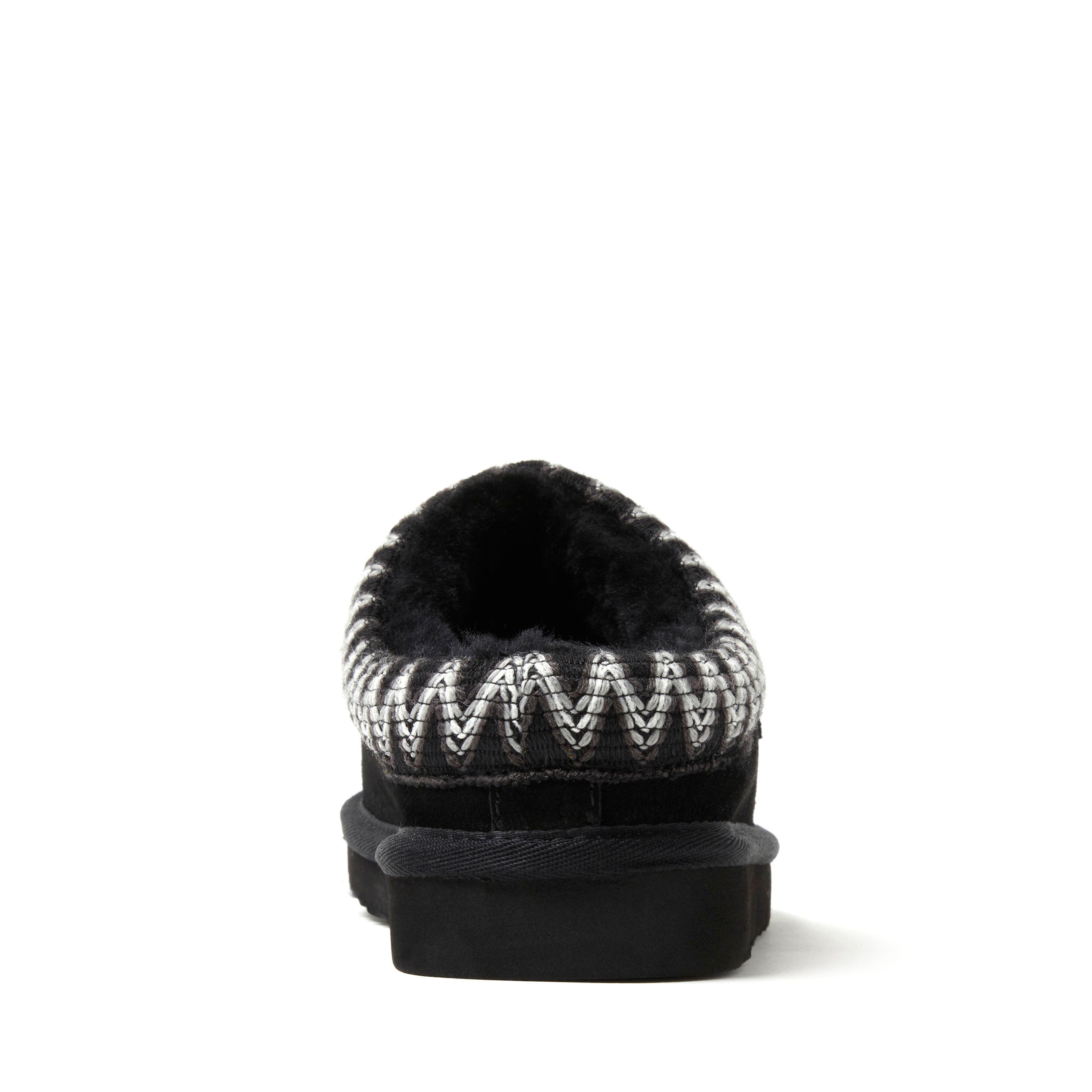 DEARFOAMS Fireside Greta Genuine Shearling Clog Slipper with Embroidery, Alternate, color, Black