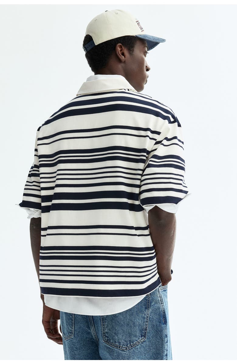 H&M Loose Fit Cotton Polo Shirt, Alternate, color, White/Striped