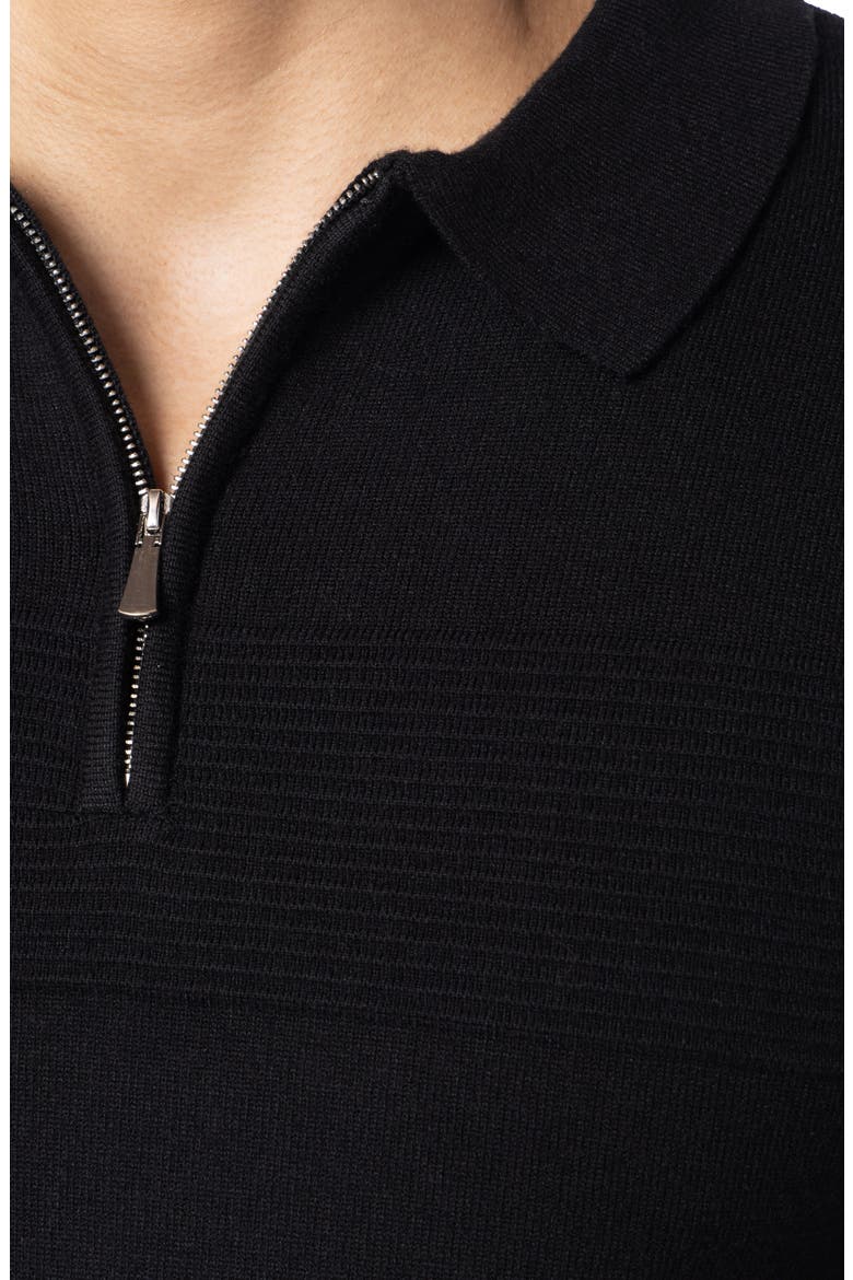 Ottoman Accent Short Sleeve Half-Zip Sweater, Alternate, color, BLACK