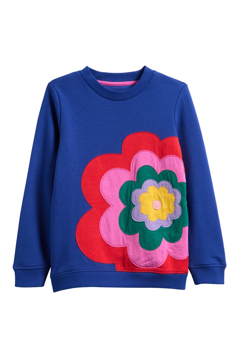 Kids' Floral Appliqué Graphic Sweatshirt, Main, color, SAPPHIRE BLUE FLOWER