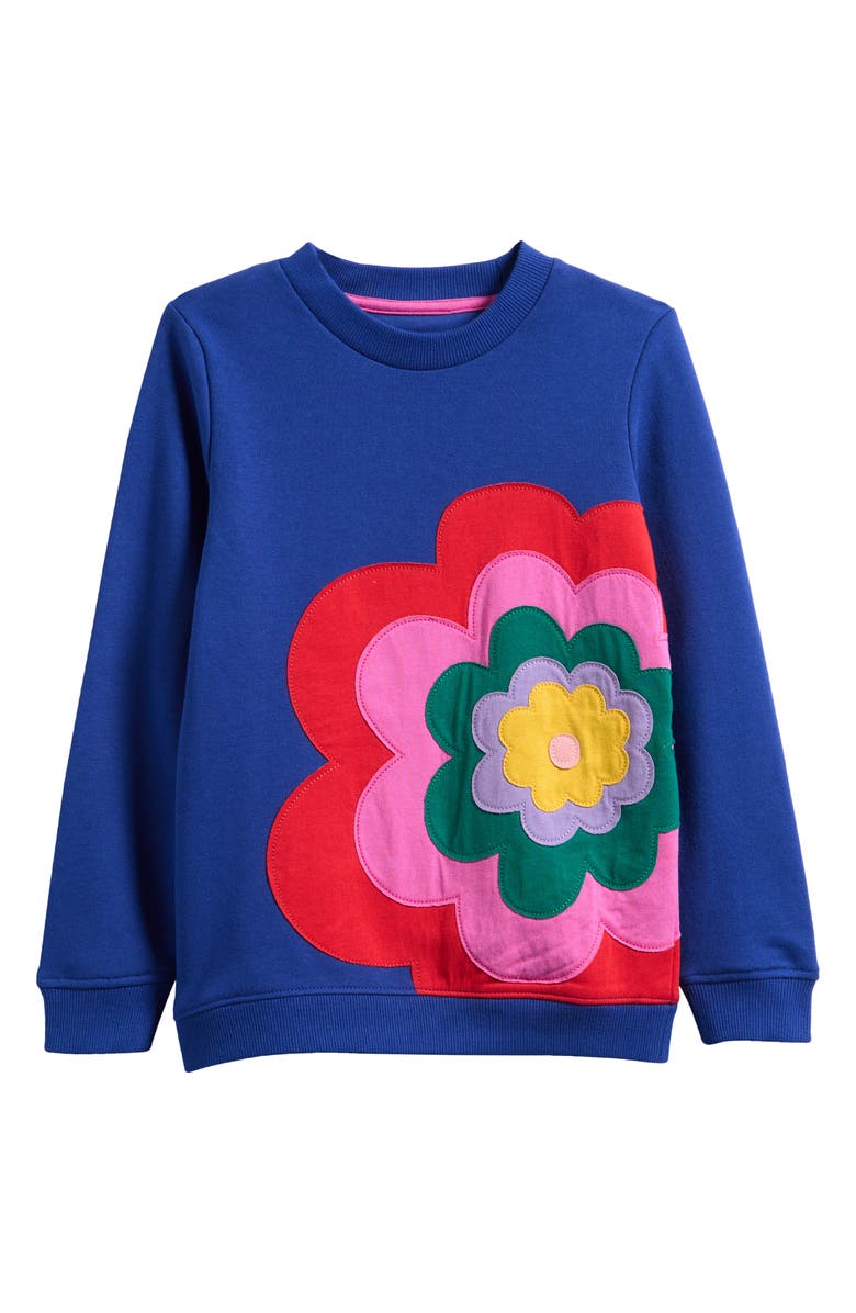 Mini Boden Kids' Floral Appliqué Graphic Sweatshirt, Main, color,