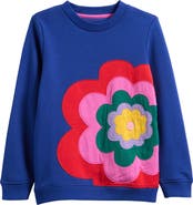 Mini Boden Kids' Floral Appliqué Graphic Sweatshirt