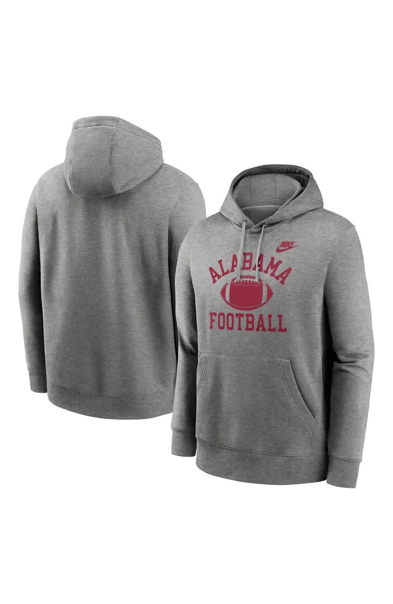 Nike Men's Nike Heather Gray Alabama Crimson Tide Legacy Football Icon Club Fleece Pullover Hoodie, Alternate, color, Heather Gray