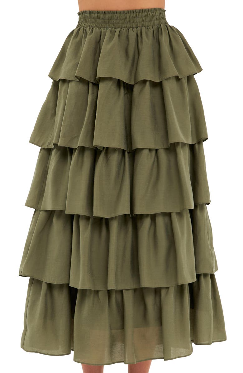 Endless Rose Ruffle Tiered Midi Skirt, Alternate, color,