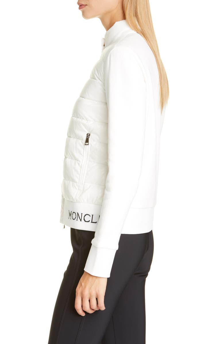 Moncler Lacquered Quilted Down Front Sweatshirt, Alternate, color, 