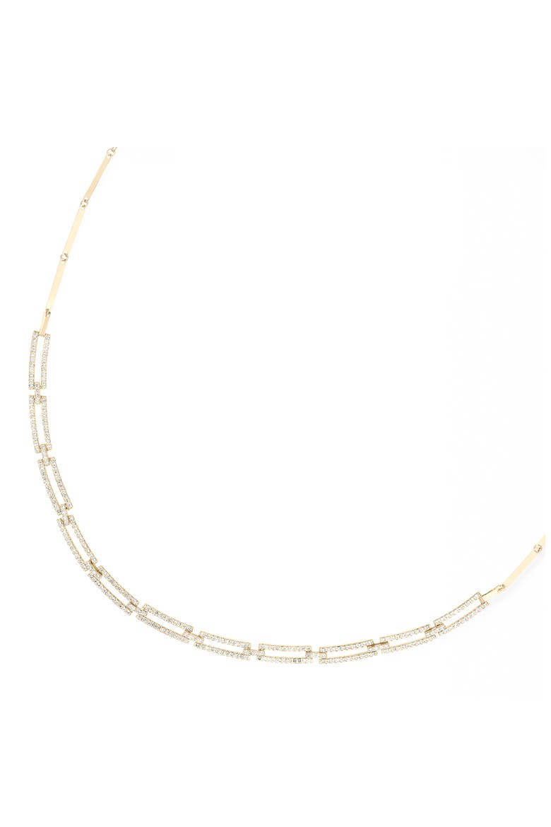 14K Gold Diamond Pavé Skinny Tag Link Moveable Necklace, Alternate, color, YELLOW GOLD