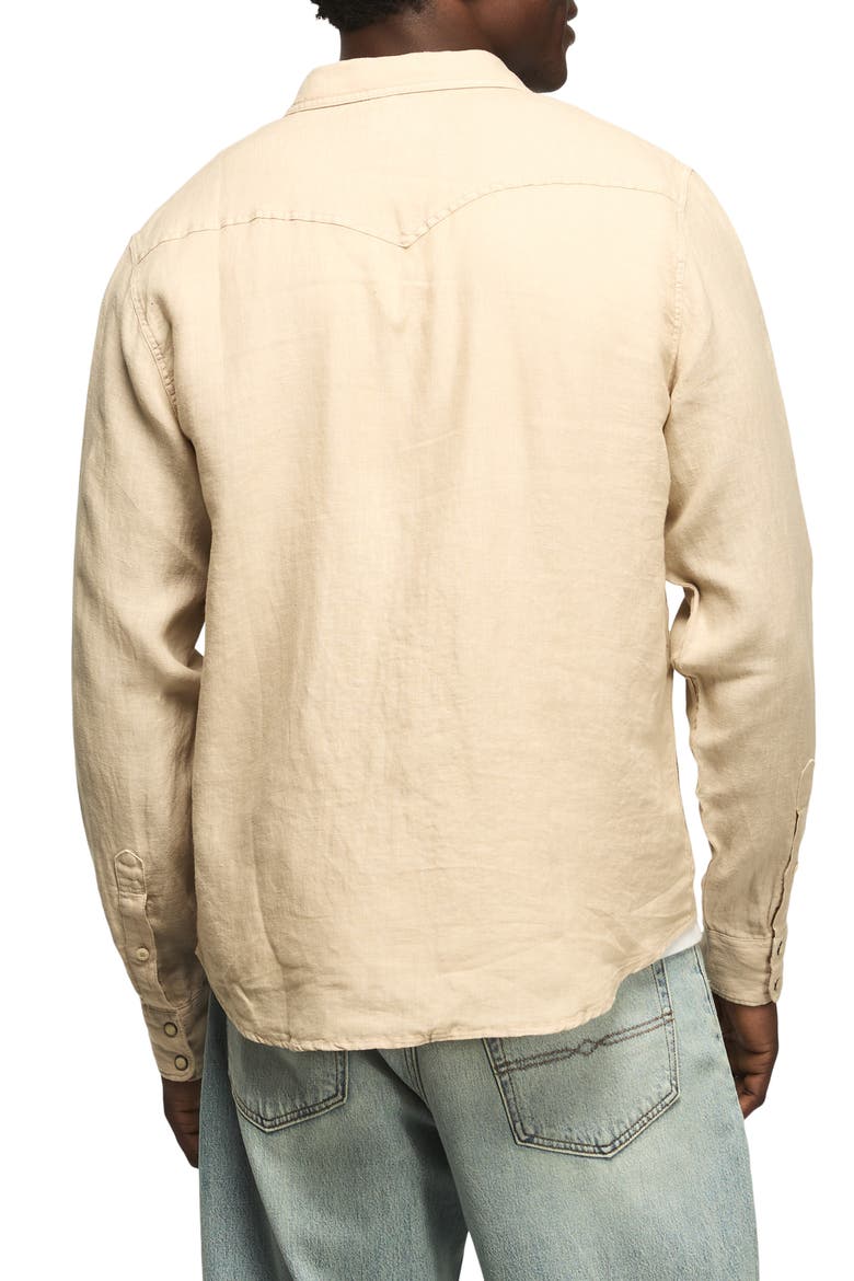 Linen Snap-Up Western Shirt, Alternate, color, VINTAGE KHAKI