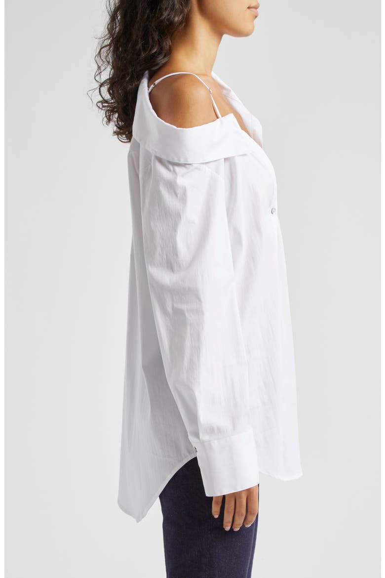 Georgina Asymmetric Button-Up Shirt, Alternate, color, WHITE
