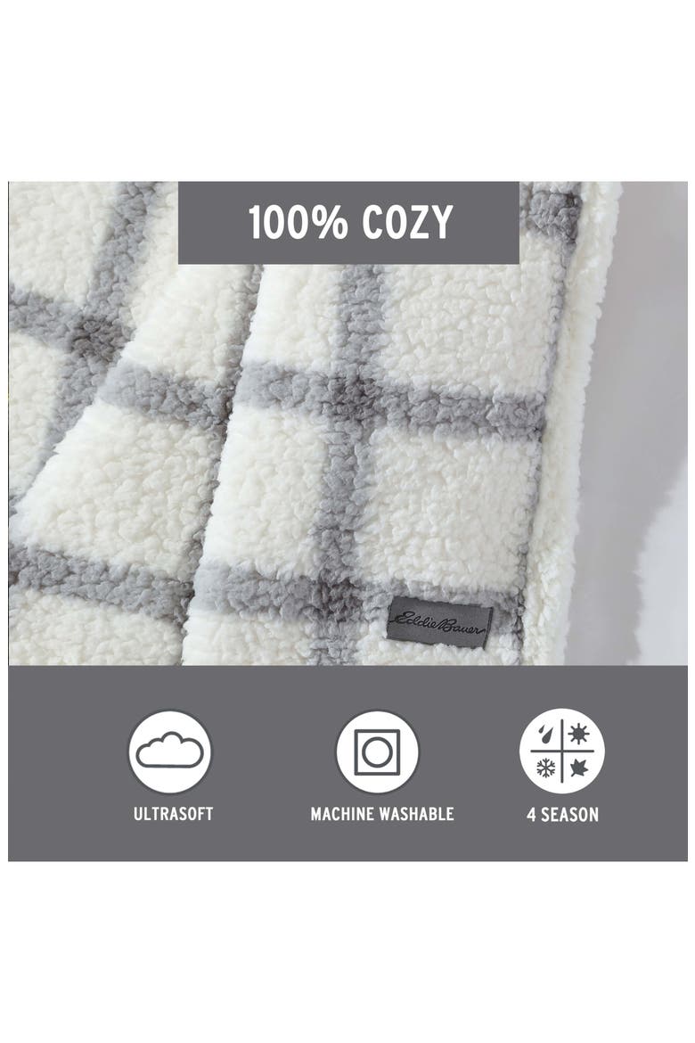 Bunkhouse Plaid Faux Shearling Throw Blanket, Alternate, color, GREY