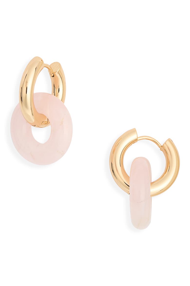 Rose Quartz Hoop Earrings, Main, color, ROSE QUARTZ