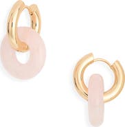 Kenneth Jay Lane Rose Quartz Hoop Earrings