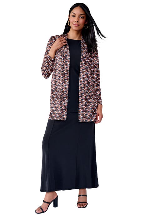 Stretch Knit Open Front Knit Topper (Plus)