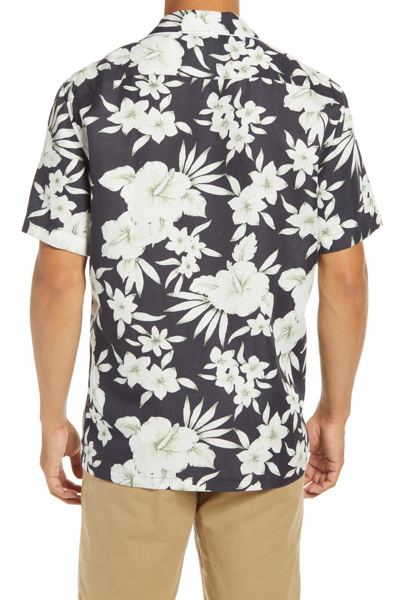 Paris Floral Men's Button-Up Camp Shirt, Alternate, color, NAVY PRINT
