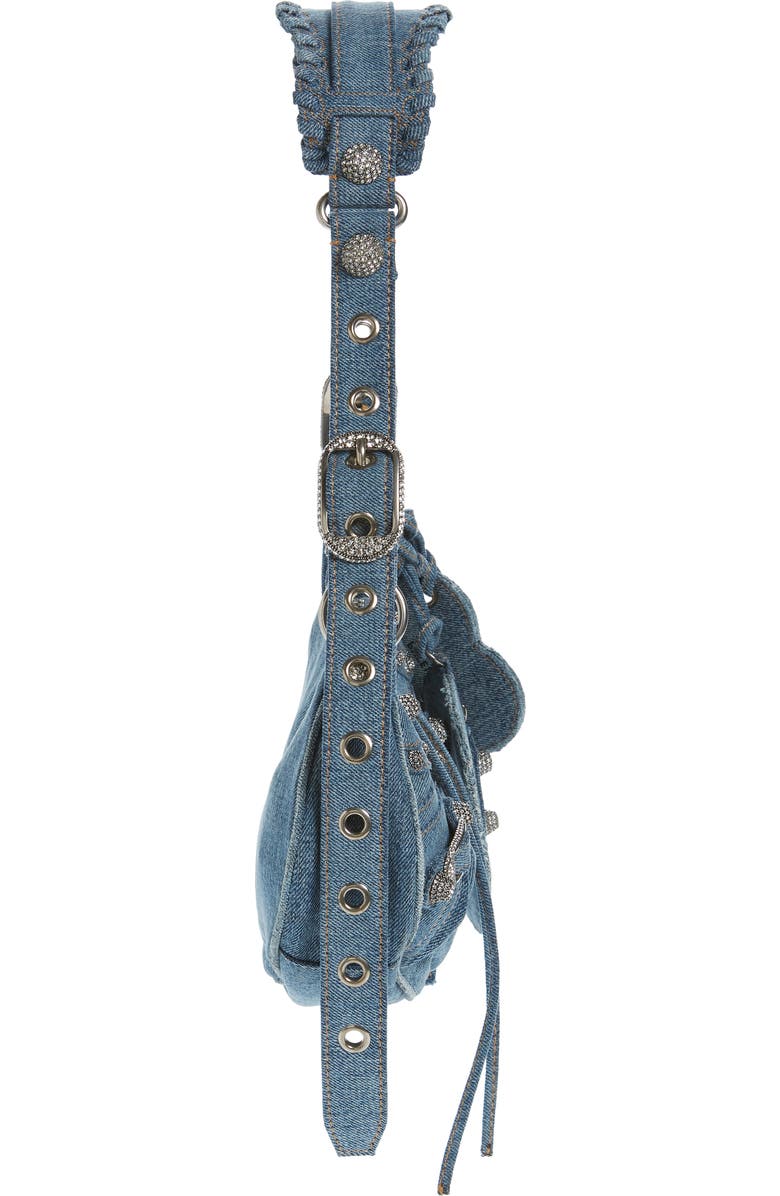 Balenciaga Extra Small Cagole Denim Shoulder Bag, Alternate, color,