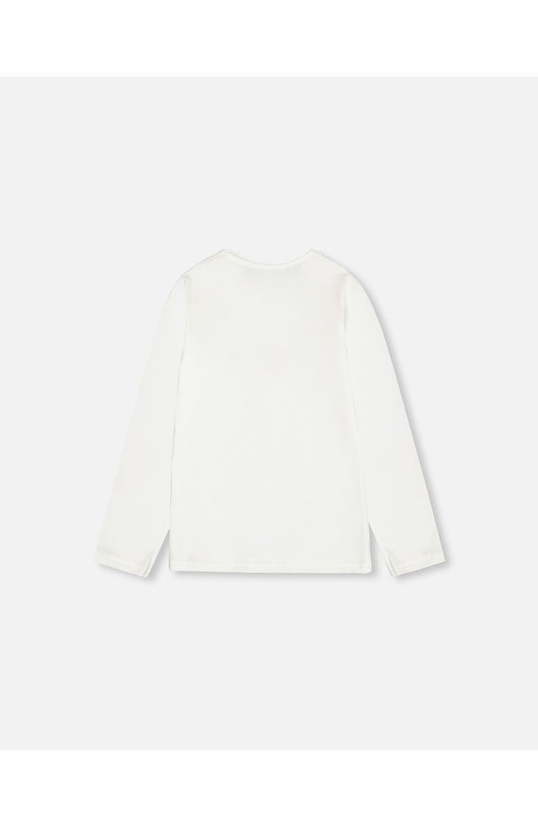 Deux par Deux Girl's Organic Cotton T-Shirt With Print Off White, Alternate, color,