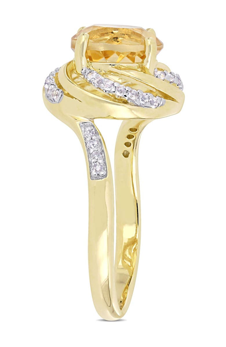 DELMAR Yellow Plated Sterling Silver Citrine White Topaz and Diamond Ring, Alternate, color,