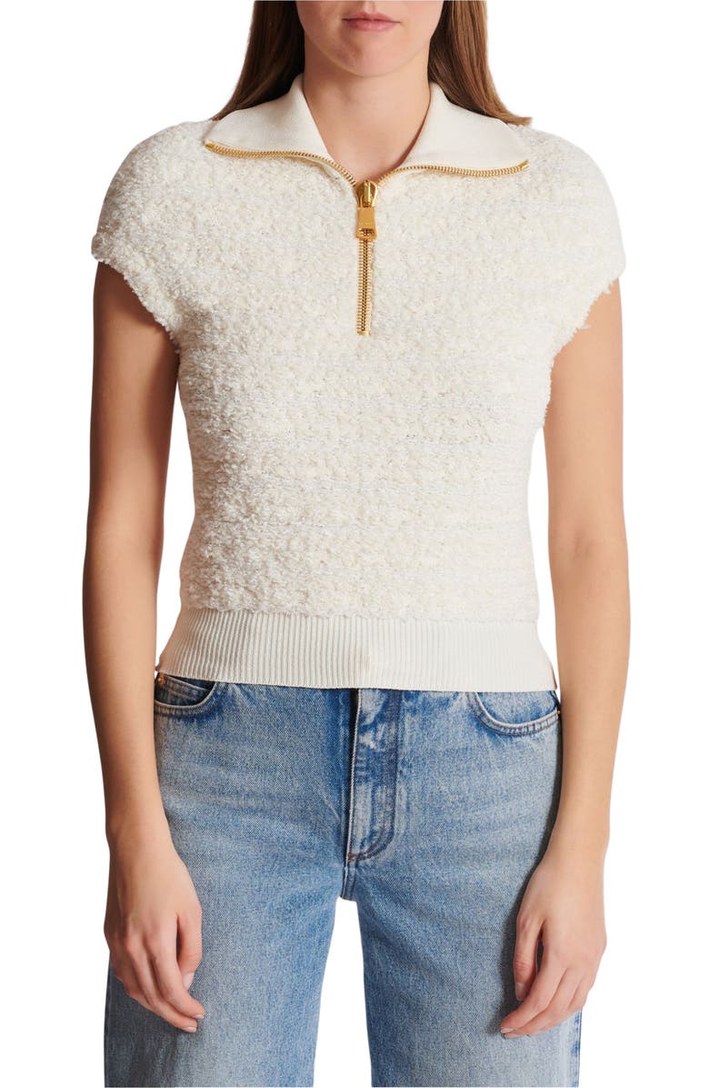 Balmain Tweed Top, Alternate, color, Beige