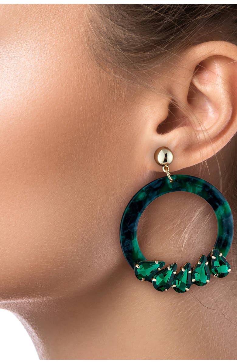 JARDIN Teardrop Crystal Resin Hoop Drop Earrings, Alternate, color,