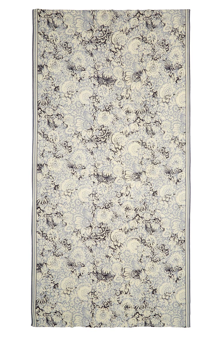 Floral Scarf, Alternate, color, GREY WOODBLOCK FLORAL