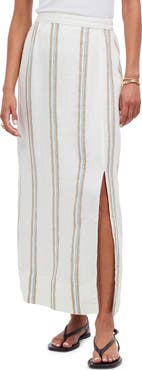 Madewell Stripe Linen Column Skirt