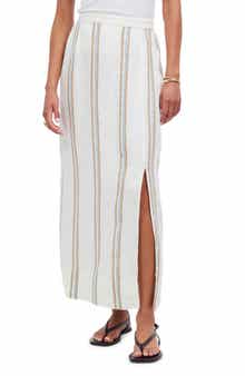 Madewell Stripe Linen Column Skirt