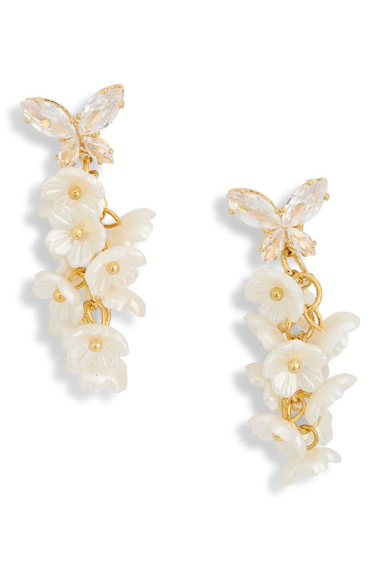 Inaya Butterfly & Flower Cascading Drop Earrings, Main, color, GOLD