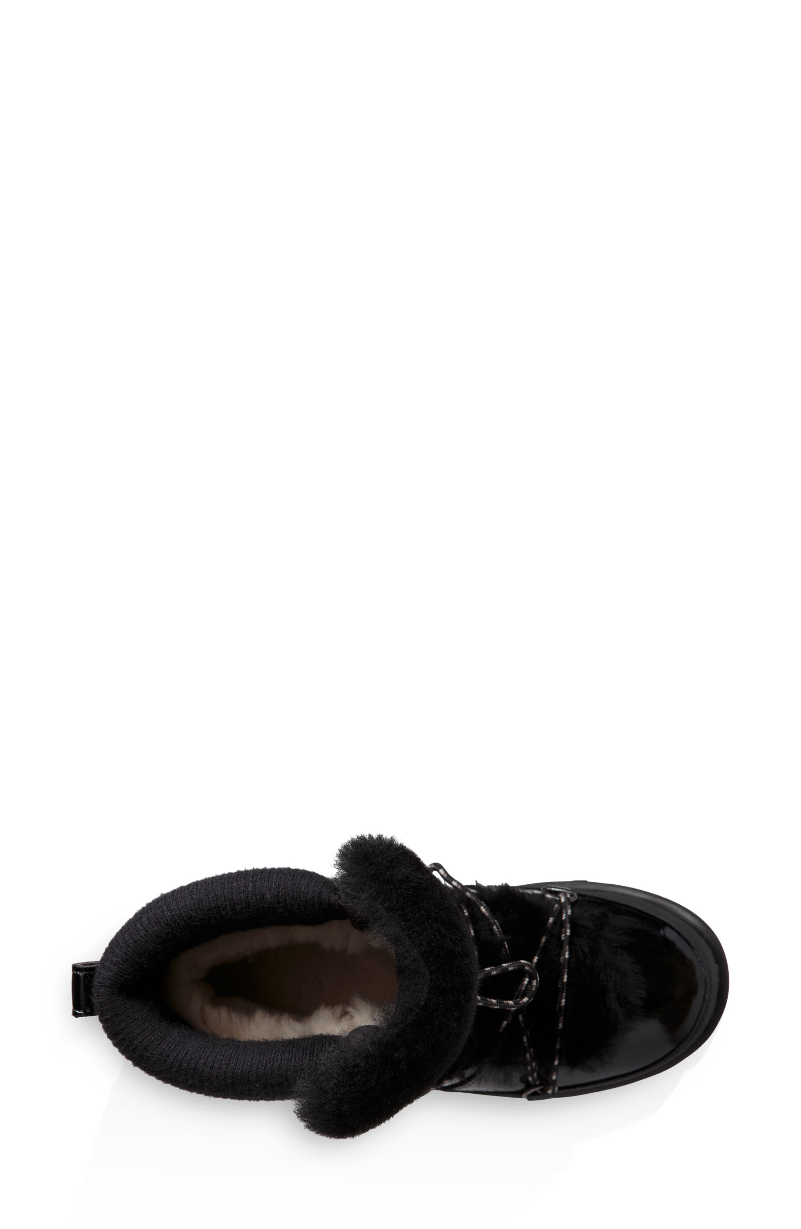 Highland Genuine Shearling Waterproof Bootie, Alternate, color, BLACK LEATHER