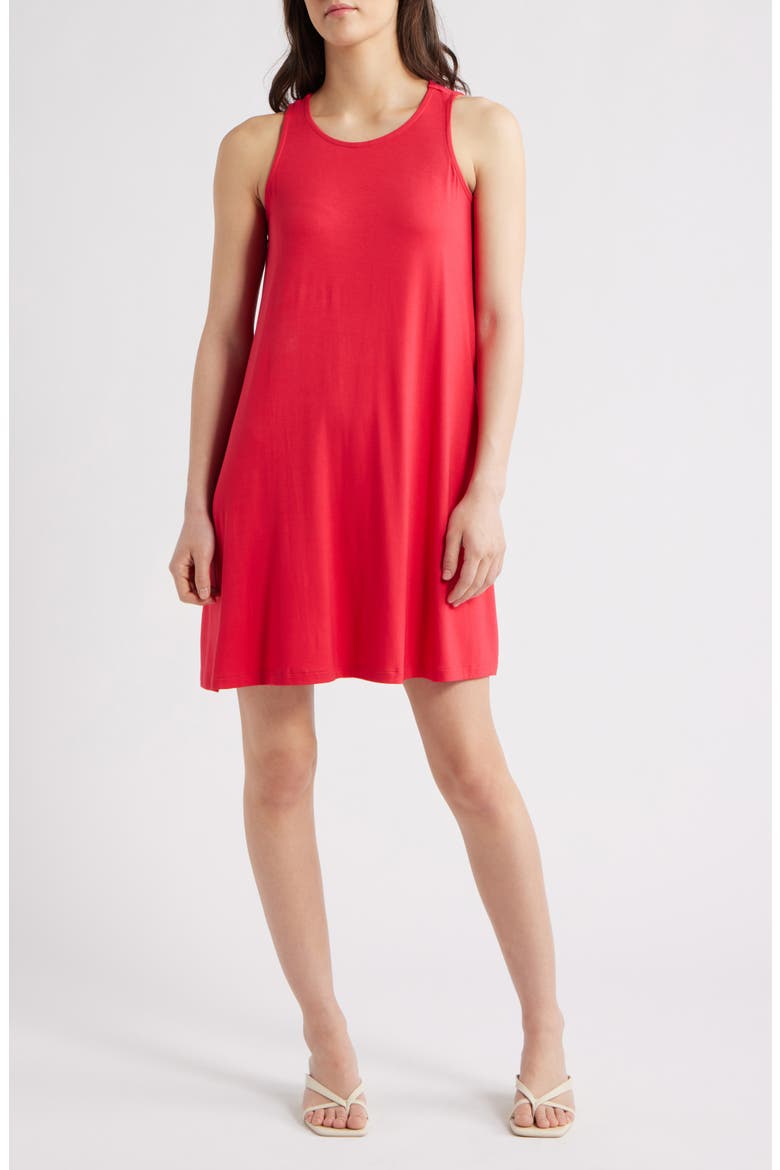 Sleeveless Trapeze Dress, Main, color, RED