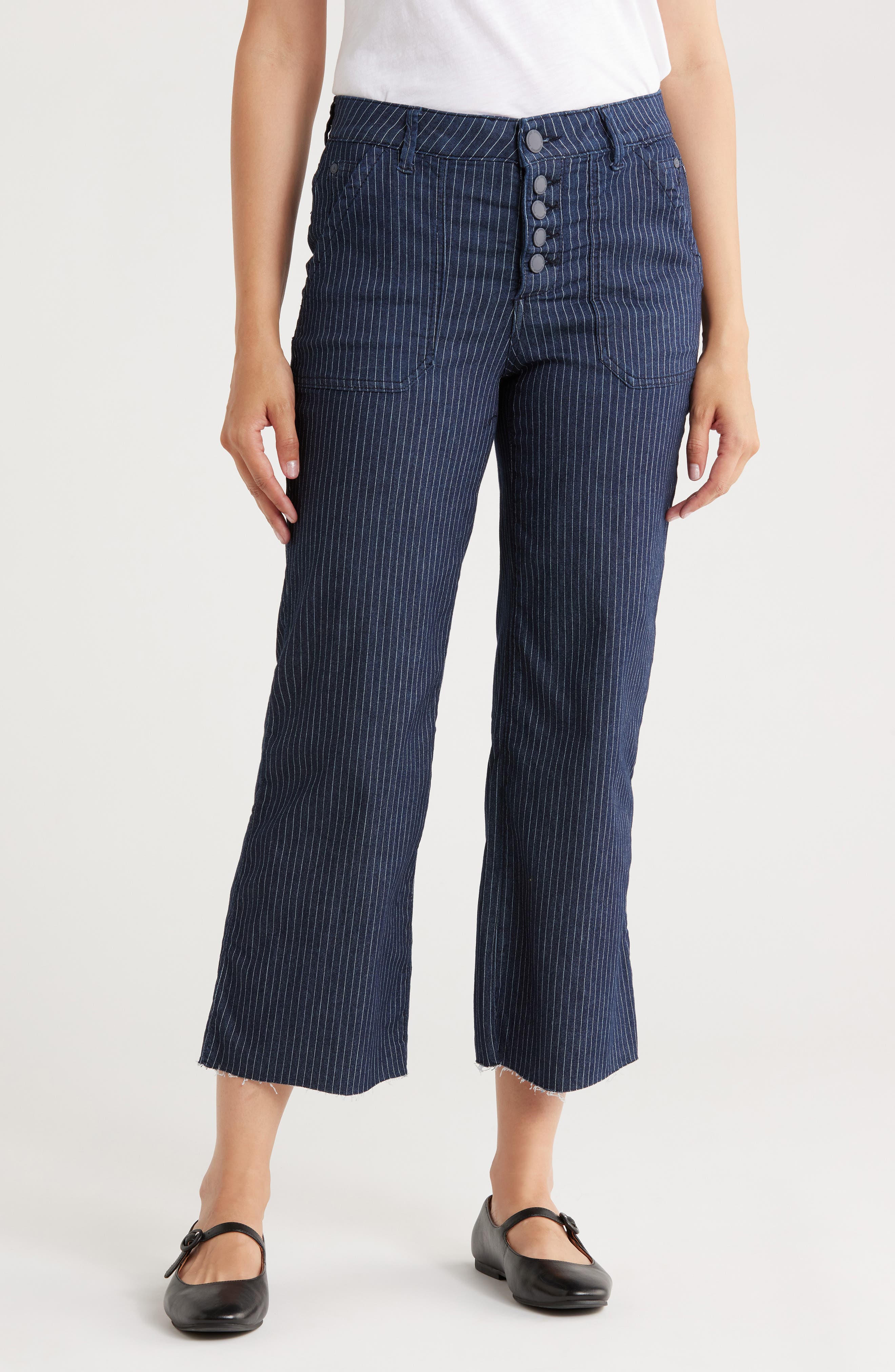 Democracy Button Fly Crop Wide Leg Pants
