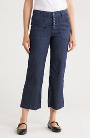 Democracy Button Fly Crop Wide Leg Pants