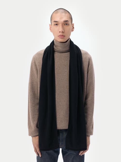 Gobi Mongolian Cashmere Cashmere Jersey Knit Scarf In Black