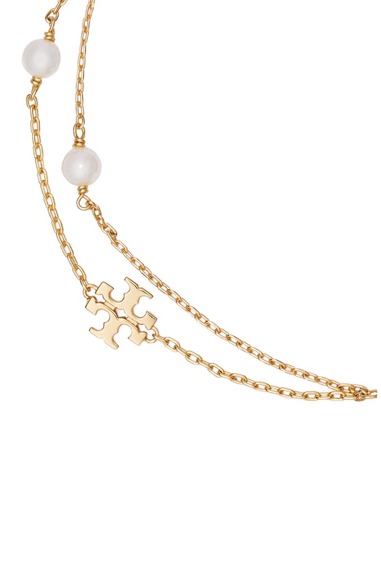 Kira Faux Pearl Layered Bracelet, Alternate, color, TORY GOLD / CREAM