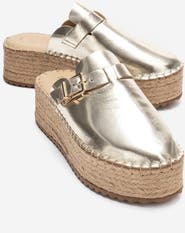 Forever & Always Shoes Novas Leather Platform Espadrille Mule