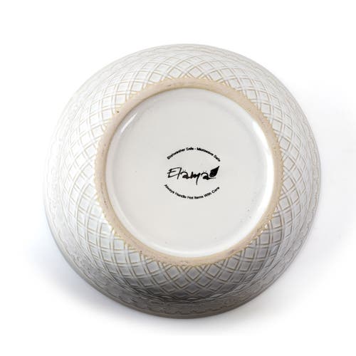 Elama Ivory Lotus 16 Piece Square Dinnerware Set In White