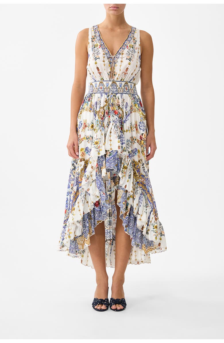 Camilla V Neckline High Low Dress, Main, color, The Pottery Parlour