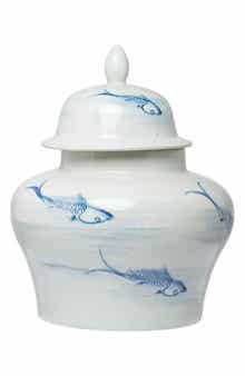 Koi Porcelain Lidded Jar